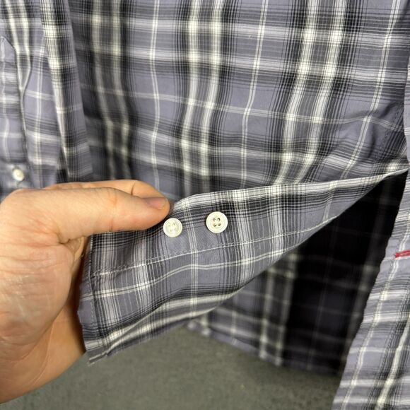 Gustin Shirt Mens Large Gray Plaid Slim Fit Button Down Long Sleeve Preppy - Picture 7 of 14